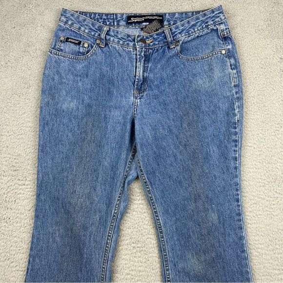 Stephen Hardy Squeeze Jeans Womens 11/12 Flare Leg Bellbottom Glitter Front Blue - Picture 2 of 16